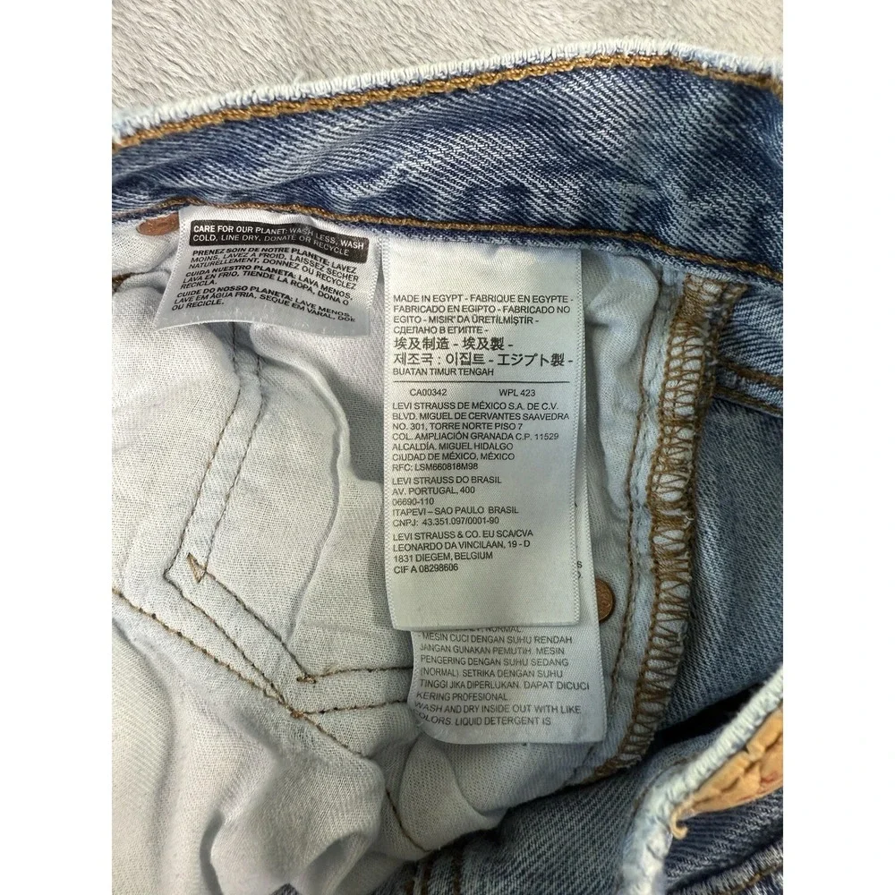 Levis Jeans Mens Blue 501 Premium Light Wash Button Fly Straight Denim 28x32